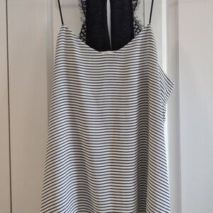 Express Sleeveless Top White with Black Stripes sz Lg